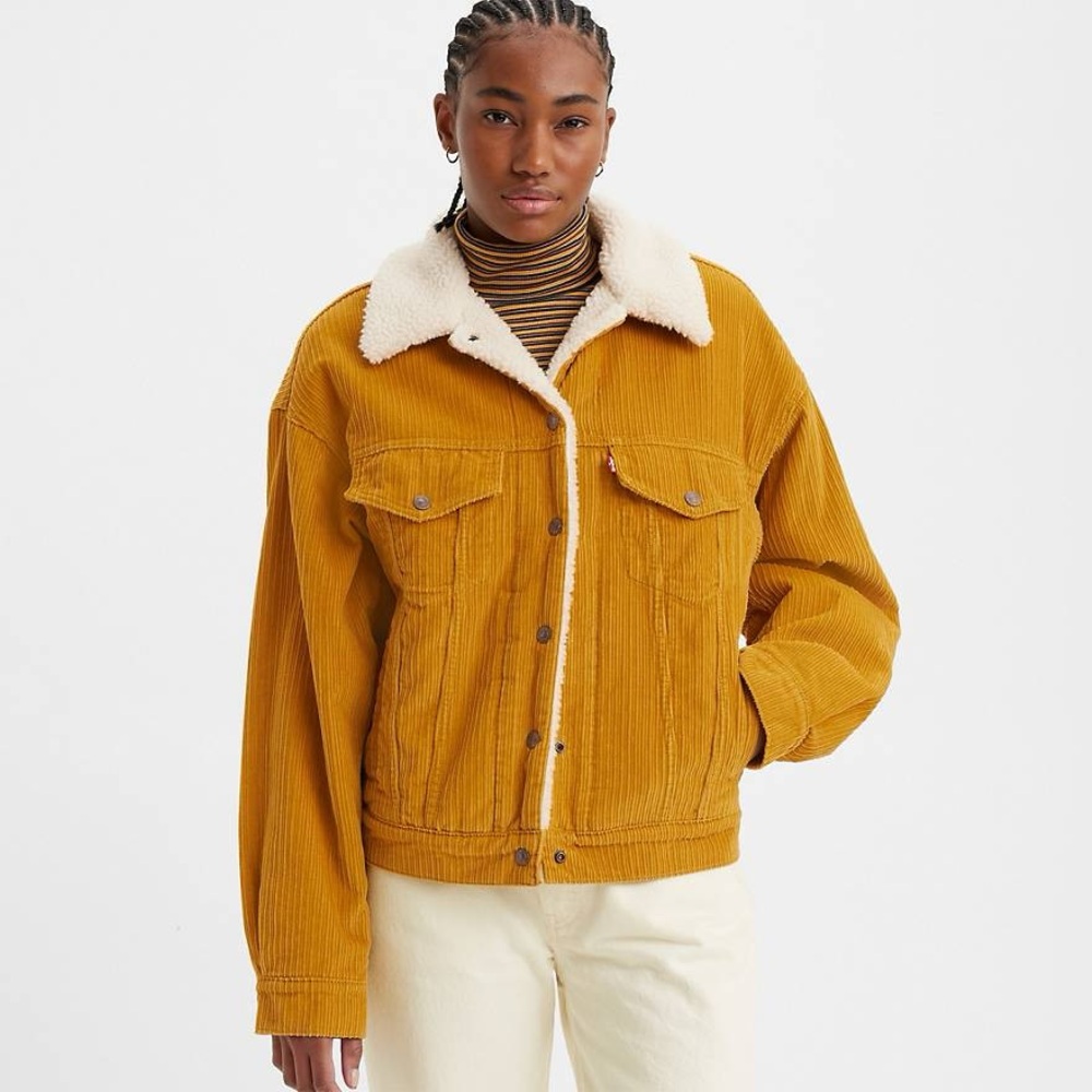 Forever 21 corduroy Sherpa lined yellow jacket size medium